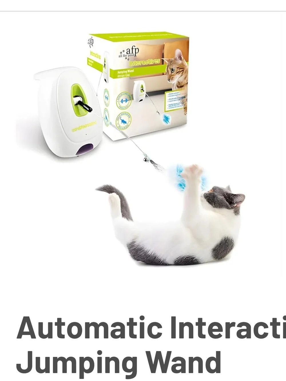 Automatic Interactive Cat Wand Toy - White & Lime